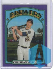 2021 Topps Heritage Purple Christian Yelich Milwaukee Brewers #251